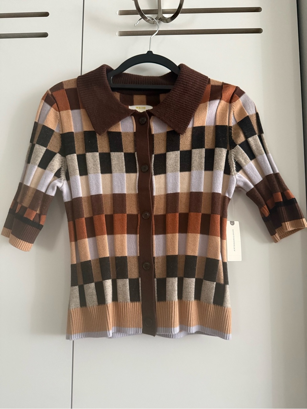 Maeve + Anthropologie The Kinsley Collared Cropped Cardigan Sweater - Picture 2 of 5